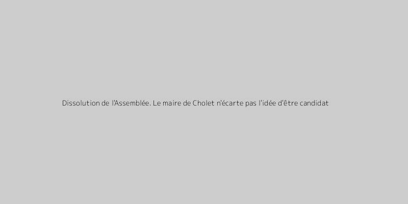 Dissolution de l'Assemblée. Le maire de Cholet n'écarte pas l'idée d'être candidat